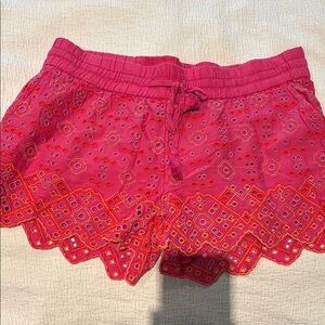Vineyard Vines High Waist Pink and Orange Lace Shorts